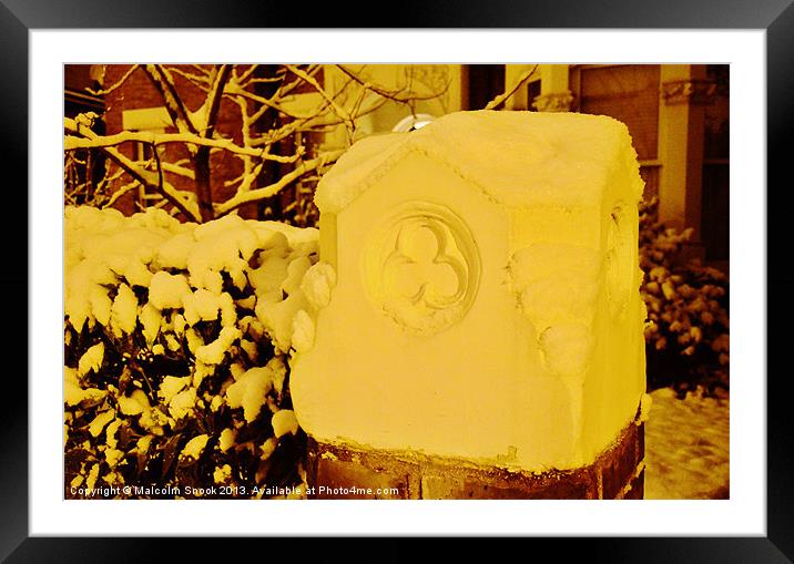 Suburban Snow at Midnight Framed Mounted Print by Malcolm Snook