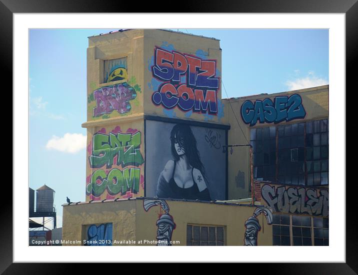 New York Graffiti Girl Framed Mounted Print by Malcolm Snook