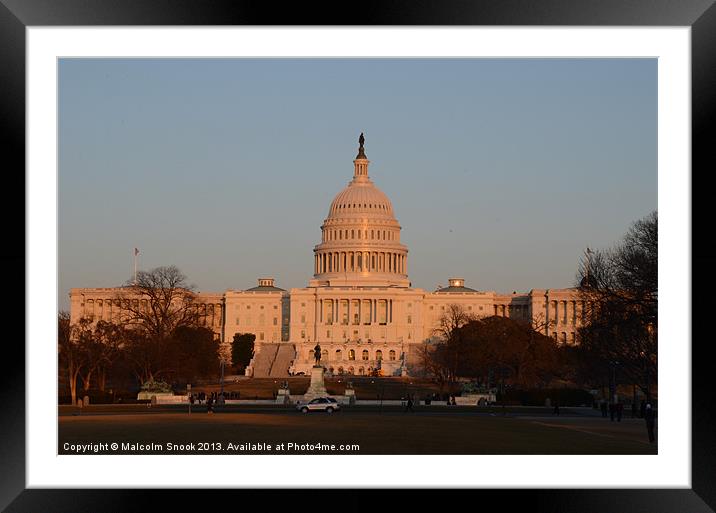 Capitol Hill At Dusk Framed Mounted Print by Malcolm Snook
