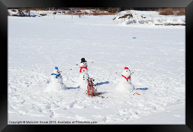 Snowmen Framed Print by Malcolm Snook