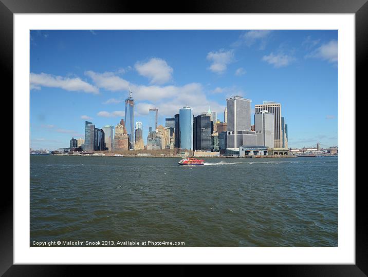 Manhattan In The Distance Framed Mounted Print by Malcolm Snook