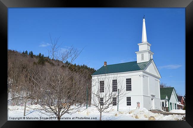 Picturesque Vermont Church Framed Print by Malcolm Snook
