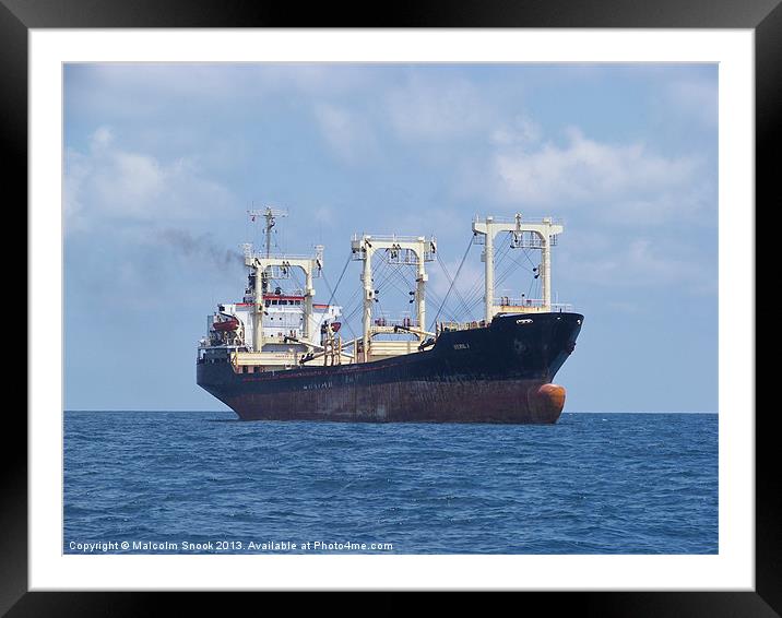 Cargo Ship Beril I Framed Mounted Print by Malcolm Snook