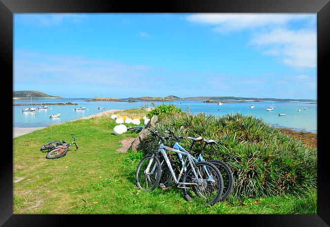 Cycling In The Isles Of Scilly Framed Print by Malcolm Snook