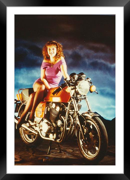  Girl On A Motorcycle Framed Mounted Print by Malcolm Snook