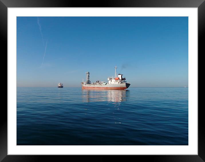  Working Ships Framed Mounted Print by Malcolm Snook