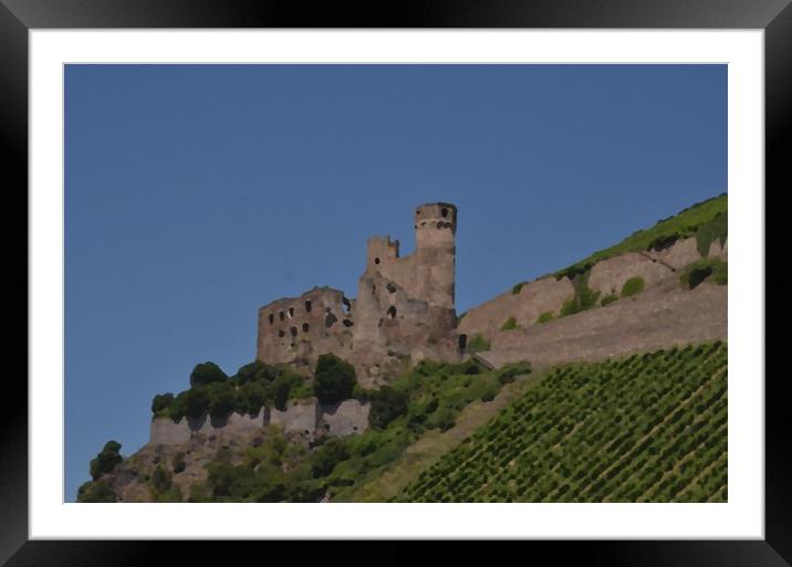 Rhine Castle And Vineyards Framed Mounted Print by Malcolm Snook