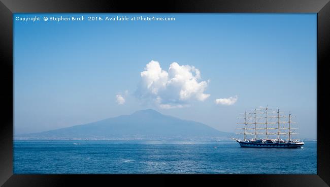 Boat and Vesuvius  Framed Print by Stephen Birch