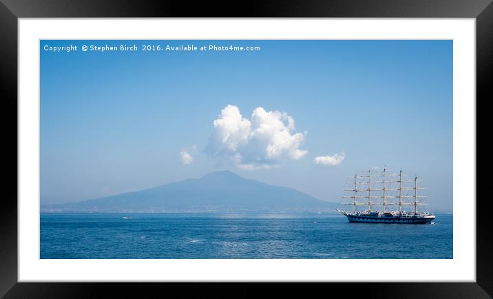 Boat and Vesuvius  Framed Mounted Print by Stephen Birch