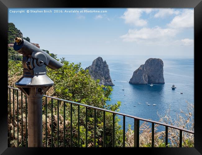 Faraglioni Rocks, Capri Framed Print by Stephen Birch