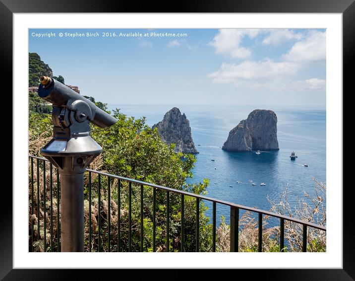 Faraglioni Rocks, Capri Framed Mounted Print by Stephen Birch