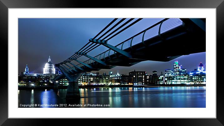 Millennium Bridge at Night Framed Mounted Print by Kaz Moutarde