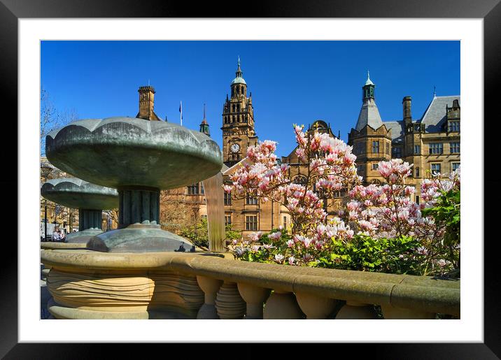 Sheffield Town Hall & Entrance to Peace Gardens Framed Mounted Print by Darren Galpin