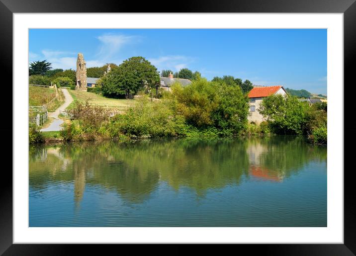 Abbotsbury Abbey Remains and Pond Framed Mounted Print by Darren Galpin