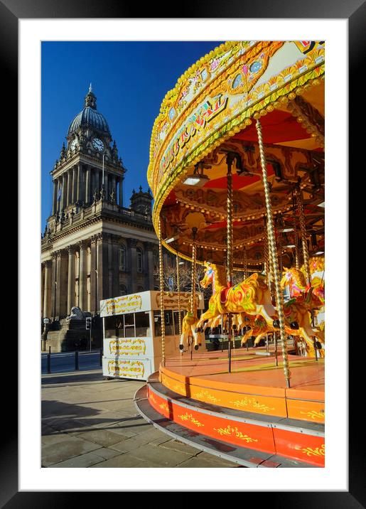 Leeds Town Hall & Carousel Framed Mounted Print by Darren Galpin