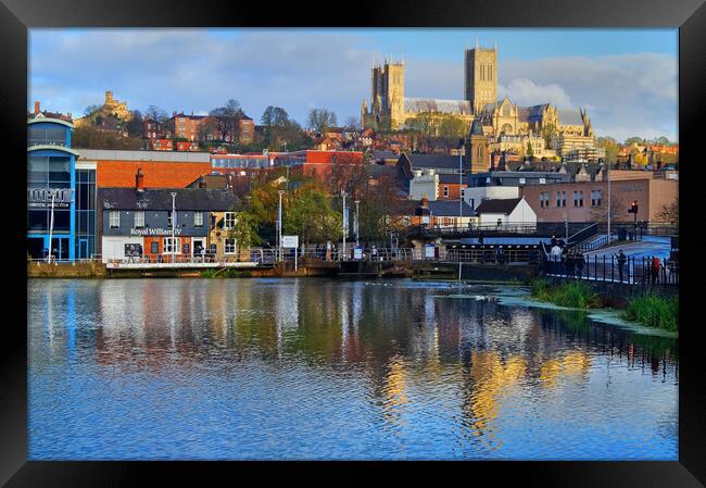 Brayford Quays and Lincoln Cathedral Framed Print by Darren Galpin