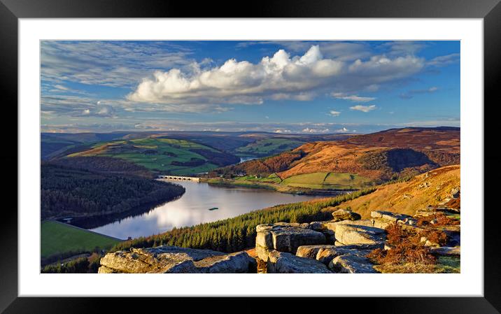 Ladybower Autumn Panorama Framed Mounted Print by Darren Galpin