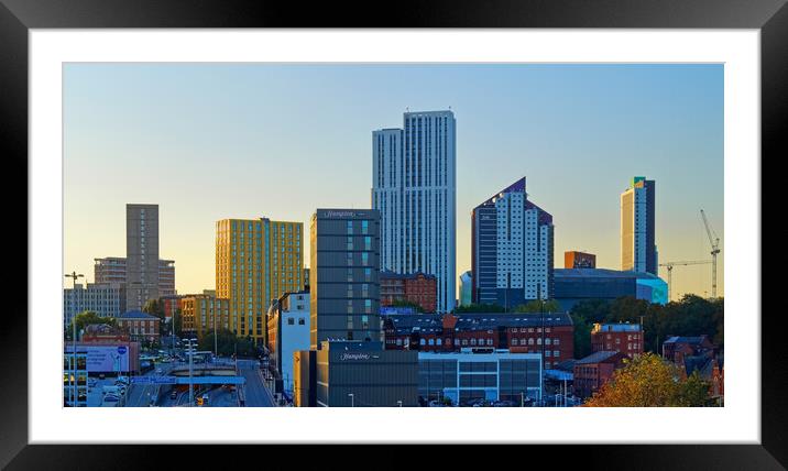 Leeds Skyline Sunset Framed Mounted Print by Darren Galpin