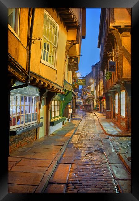 The Shambles York at Night Framed Print by Darren Galpin