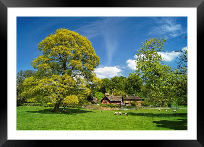 Edensor Cottages and Countryside Framed Mounted Print by Darren Galpin