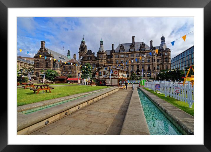 Town Hall and Peace Gardens, Sheffield Framed Mounted Print by Darren Galpin