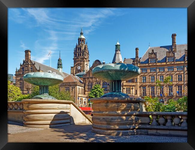 Sheffield Town Hall & entrance to Peace Gardens  Framed Print by Darren Galpin