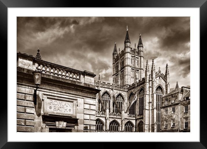 Bath Abbey and Roman Baths Framed Mounted Print by Darren Galpin