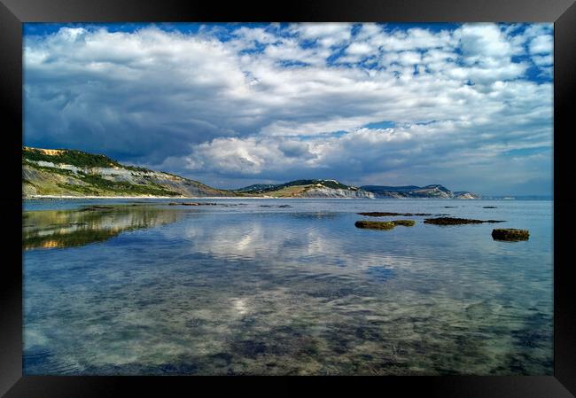 Jurassic Coast and Lyme Bay Reflections Framed Print by Darren Galpin