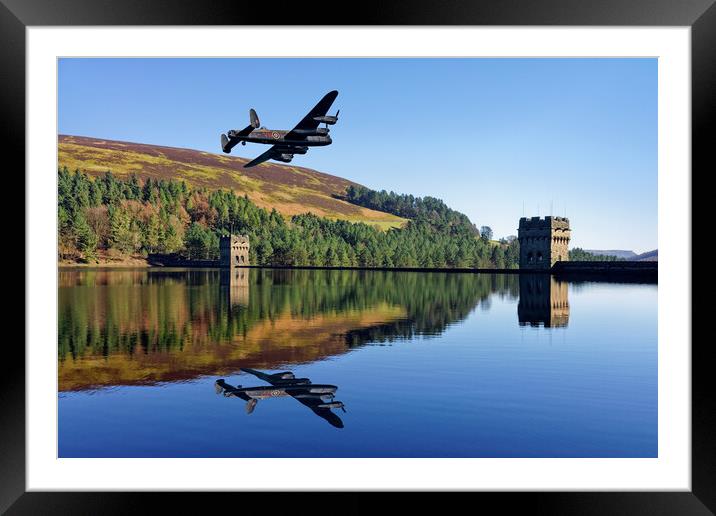 Lancaster Bomber over Derwent Dam Framed Mounted Print by Darren Galpin