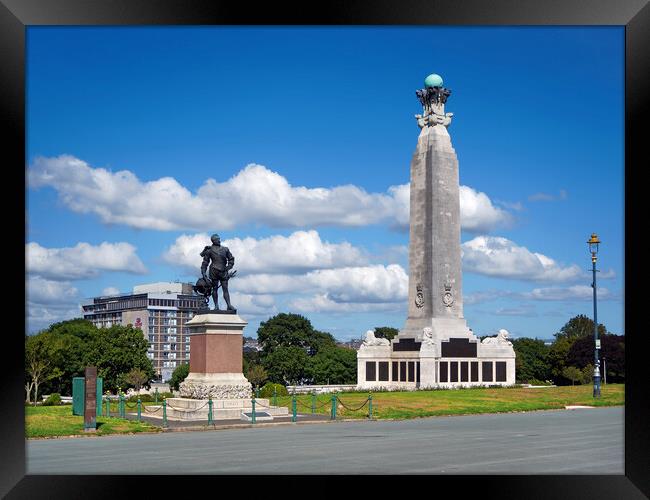 Naval War Memorial and Drakes Statue Framed Print by Darren Galpin