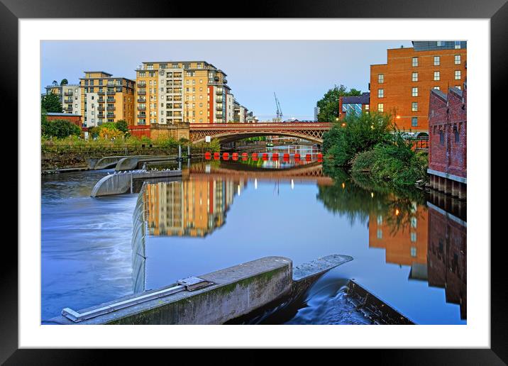 Crown Point Bridge & River Aire in Leeds  Framed Mounted Print by Darren Galpin