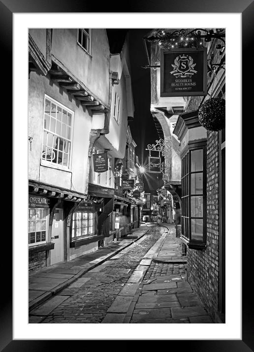 York Shambles at Night Framed Mounted Print by Darren Galpin