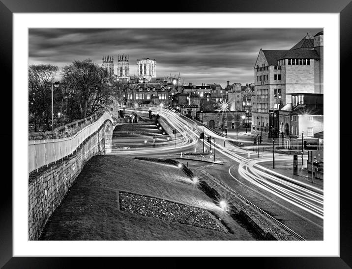 York City Wall & Minster at Night Framed Mounted Print by Darren Galpin