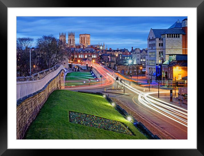 York City Wall & Minster at Night Framed Mounted Print by Darren Galpin