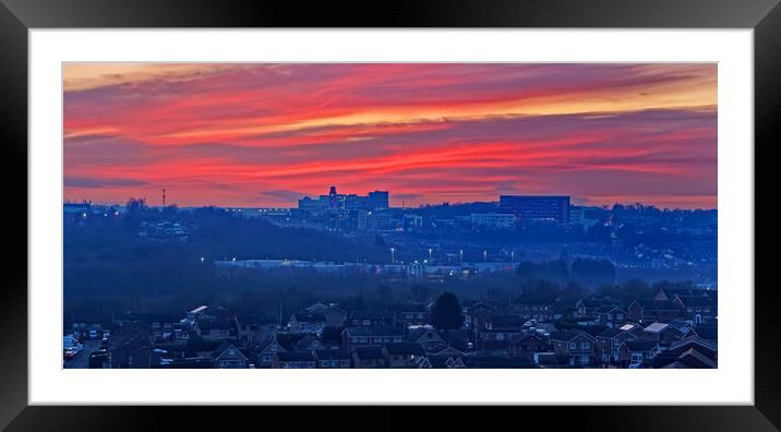 Barnsley Skyline Sunset Framed Mounted Print by Darren Galpin