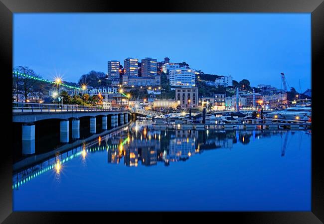 Torquay Harbour and Marina at Dusk Framed Print by Darren Galpin