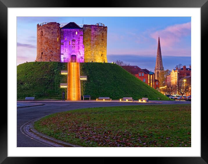 Cliffords Tower, York at Dusk Framed Mounted Print by Darren Galpin