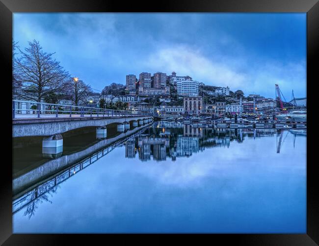 Torquay Harbour and Marina at Dusk Framed Print by Darren Galpin