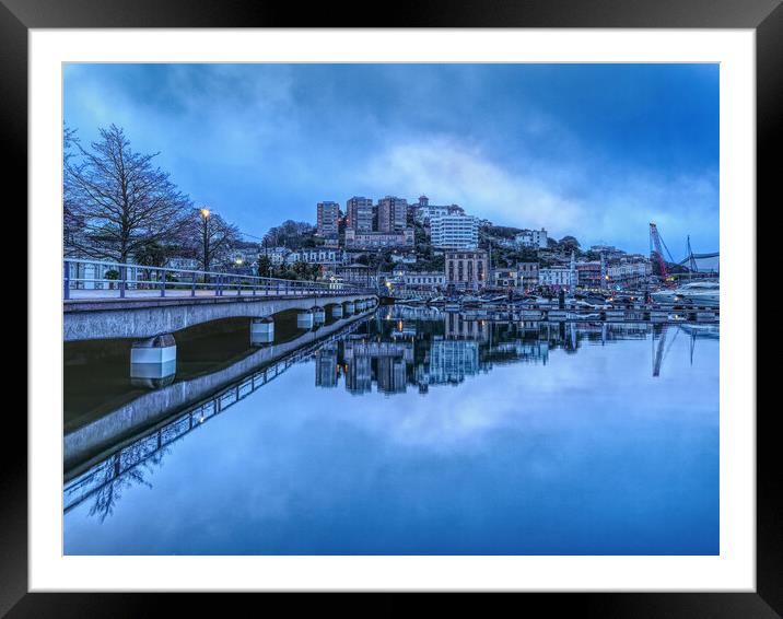 Torquay Harbour and Marina at Dusk Framed Mounted Print by Darren Galpin