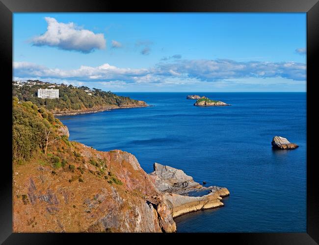 View from Daddyhole Cove, Torquay Framed Print by Darren Galpin
