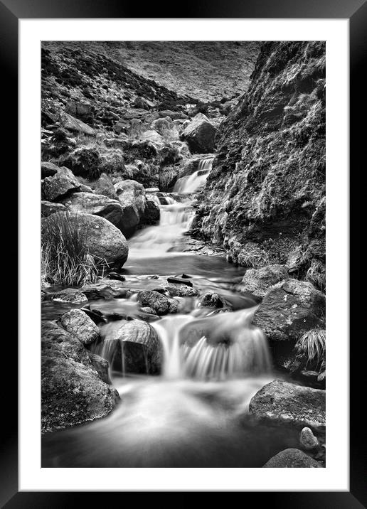 Grindsbrook Clough Waterfalls     Framed Mounted Print by Darren Galpin