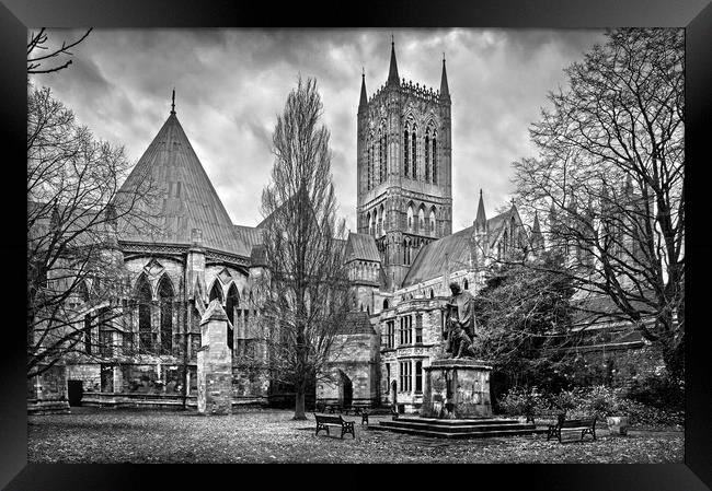 Lincoln Cathedral and Tennyson Statue Framed Print by Darren Galpin