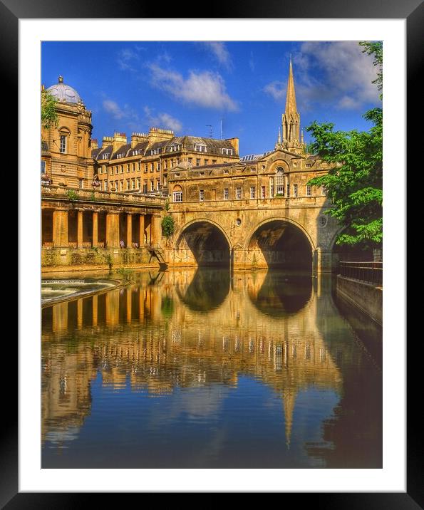 Pulteney Bridge and River Avon in Bath Framed Mounted Print by Darren Galpin