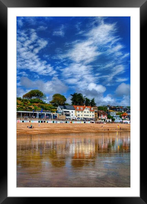 Lyme Regis Beach Reflections, Dorset Framed Mounted Print by Darren Galpin