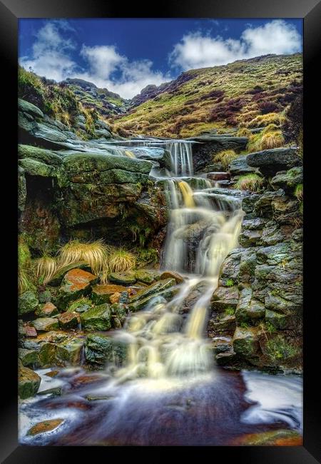  Crowden Clough Waterfalls Framed Print by Darren Galpin