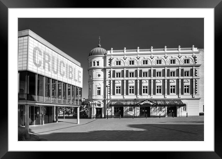 Crucible and Lyceum Theatres, Sheffield   Framed Mounted Print by Darren Galpin