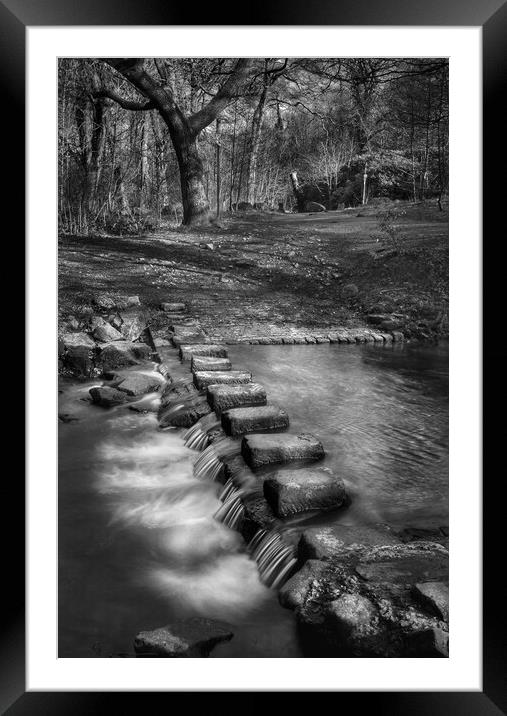 Porter Brook Stepping Stones and Falls  Framed Mounted Print by Darren Galpin
