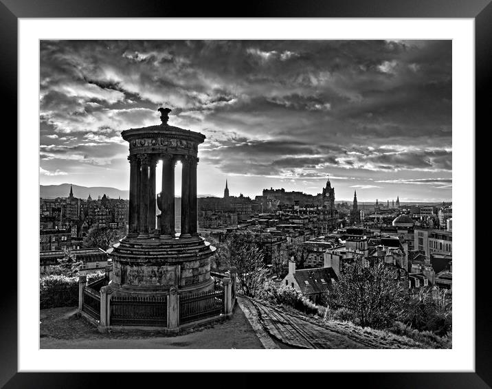 Edinburgh Skyline from Calton Hill at Sunset Framed Mounted Print by Darren Galpin