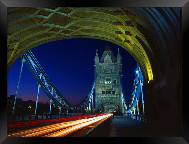 Tower Bridge London at Night Framed Print by Darren Galpin