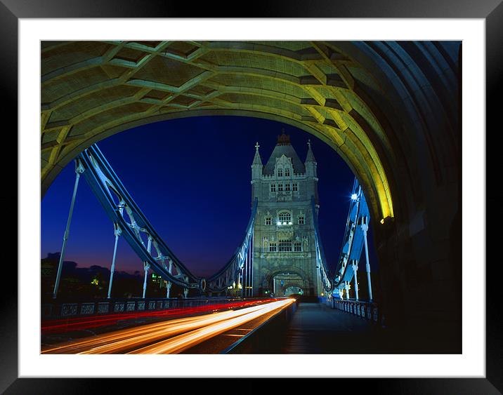 Tower Bridge London at Night Framed Mounted Print by Darren Galpin